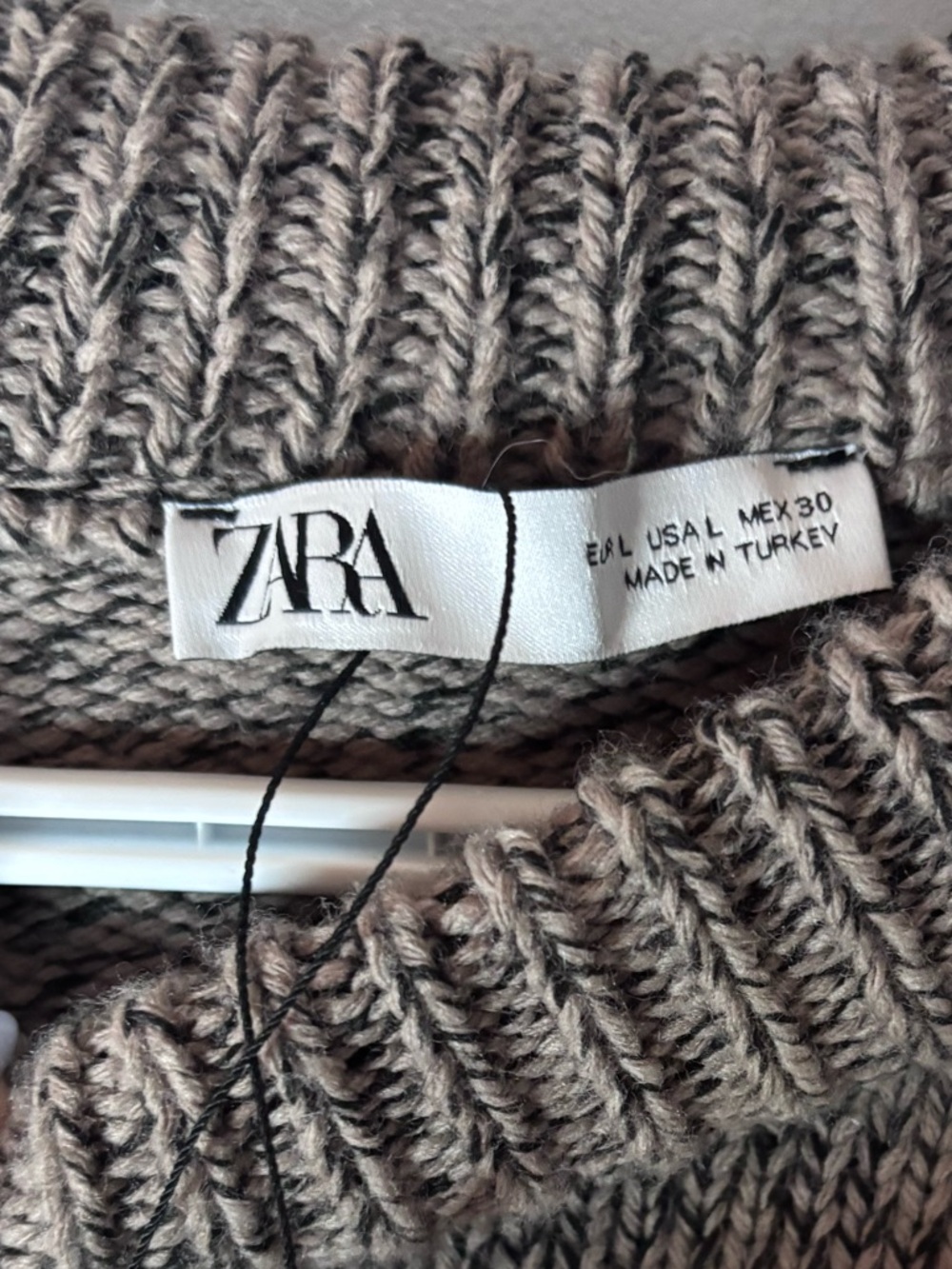 Zara Taupe Marled Asymmetrical Button-Front Turtleneck Sweater - Picture 3 of 7
